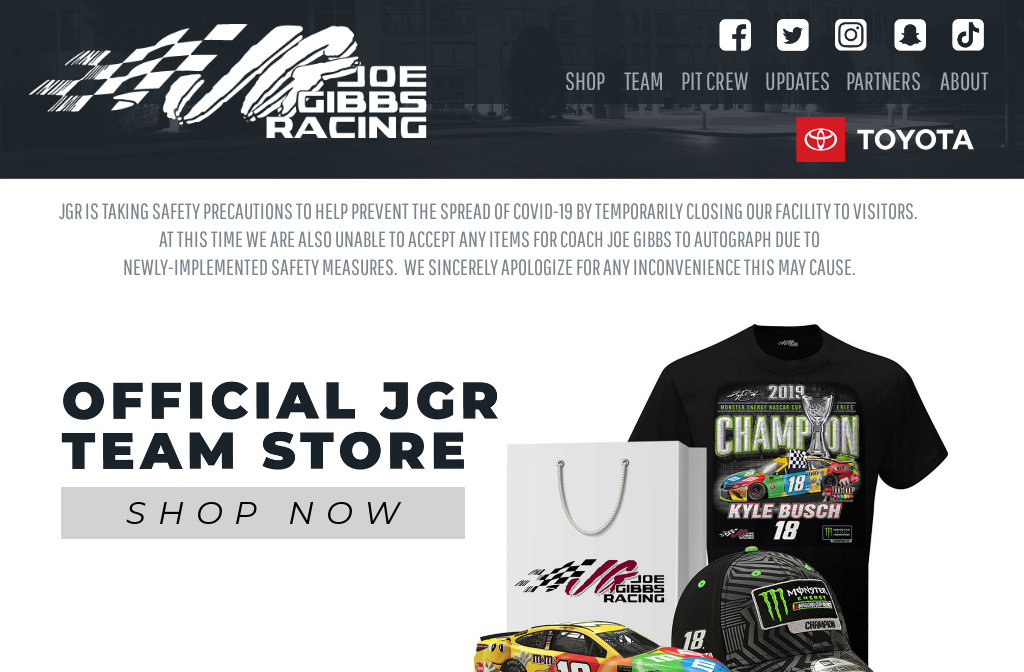 joe gibbs racing website