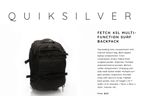 quiksilver fetch 45l surf backpack