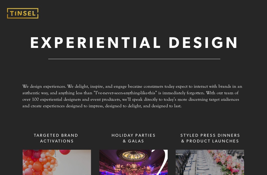 Tinsel Experiential Design — Services