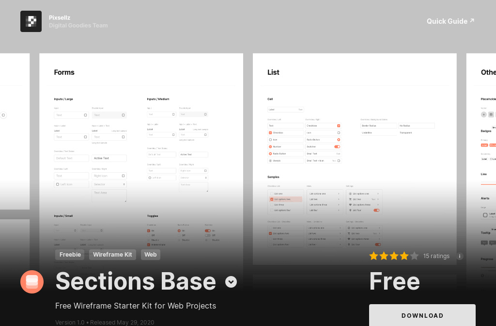 Wireframes idea #263: Sections Base – Free Wireframe Starter Kit for Sketch & Figma