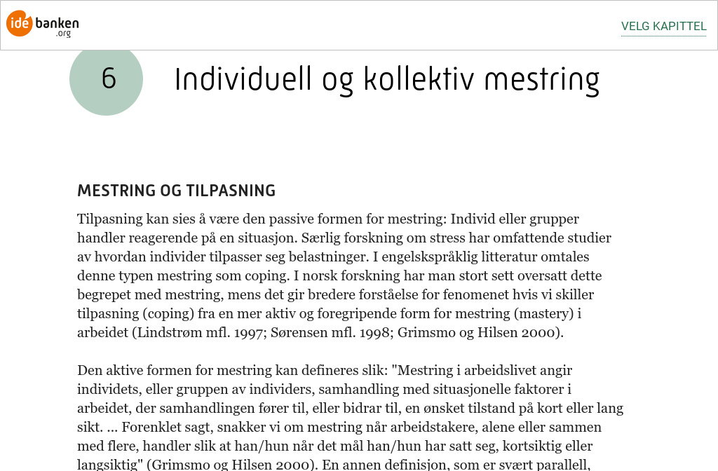 Omstilling — Individuell Og Kollektiv Mestring