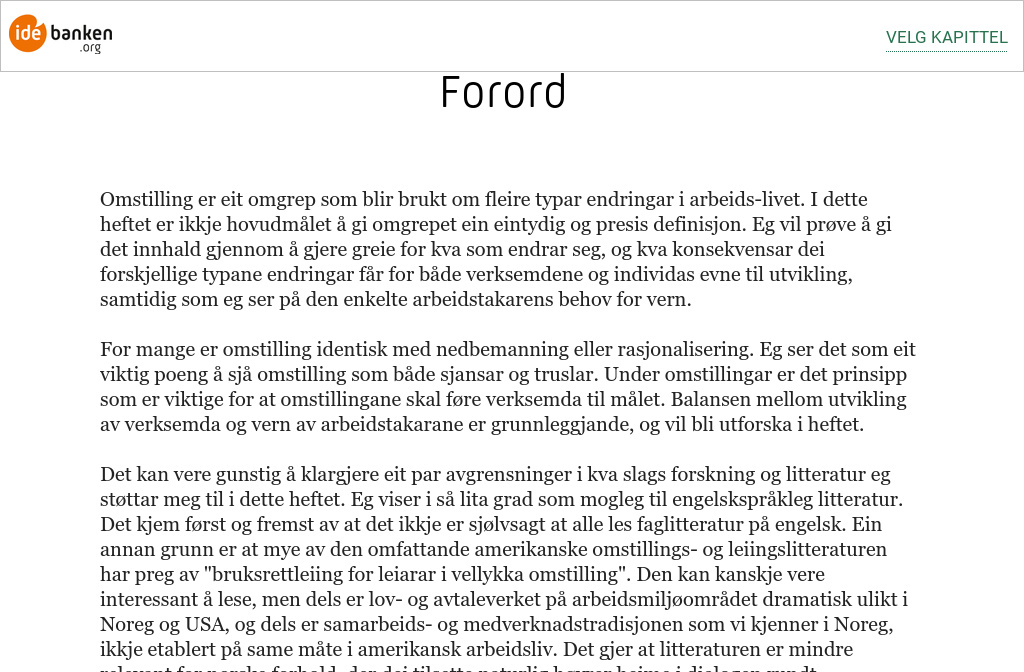 Omstilling (nynorsk) — Forord