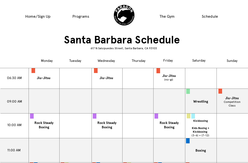 Paragon — Santa Barbara Schedule