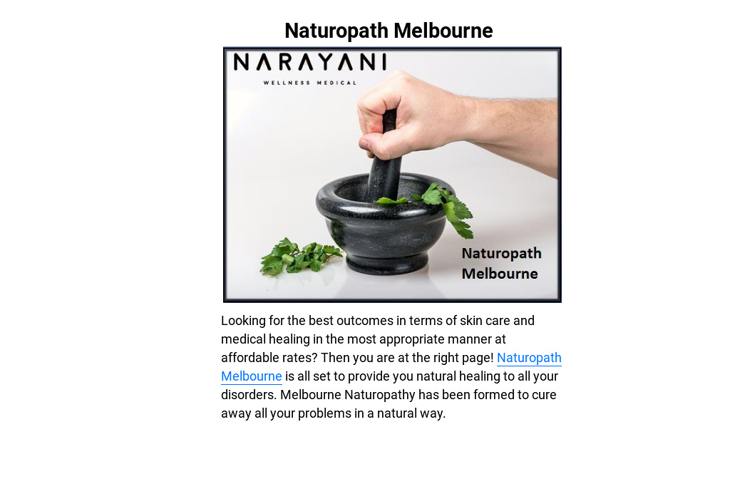 Naturopath Melbourne At Narayani Wellness