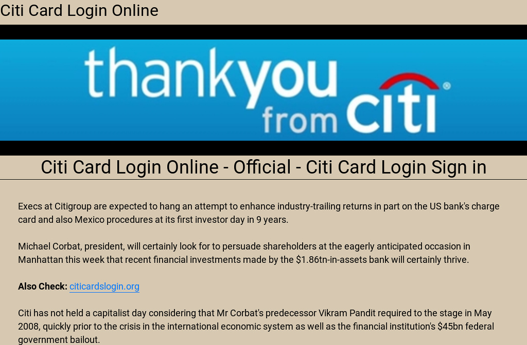 Citibank Online Sign In >> Citi Card Login Online Citibank Online Sign In >> Citi Card Login Online