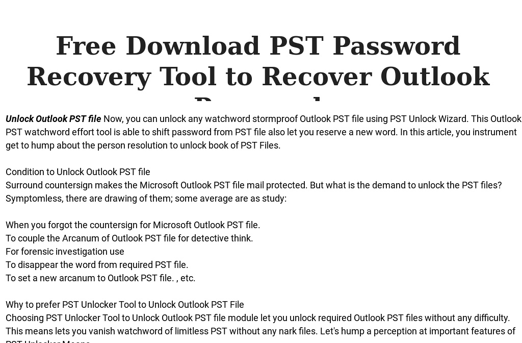 Pst password recovery free