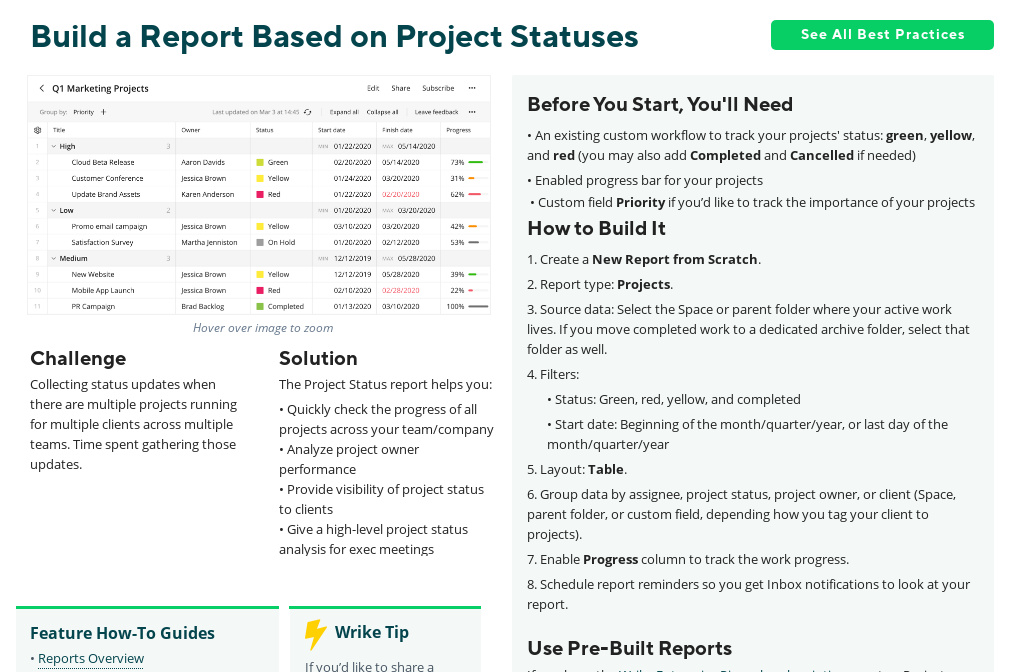 Wrike Best Practices - Build A Report Based On Project Statuses