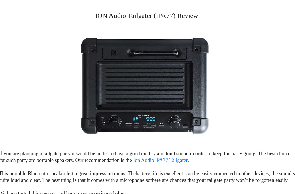 ‘ION Audio Tailgater (iPA77) Review’ by AudioReputation