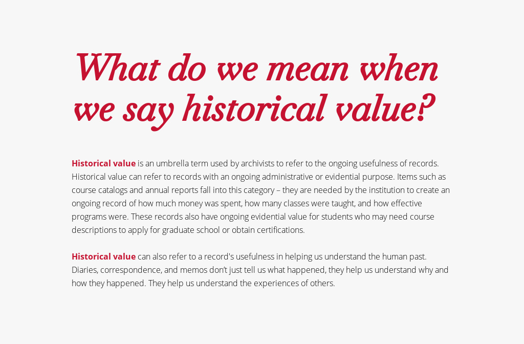 Historical Value Description