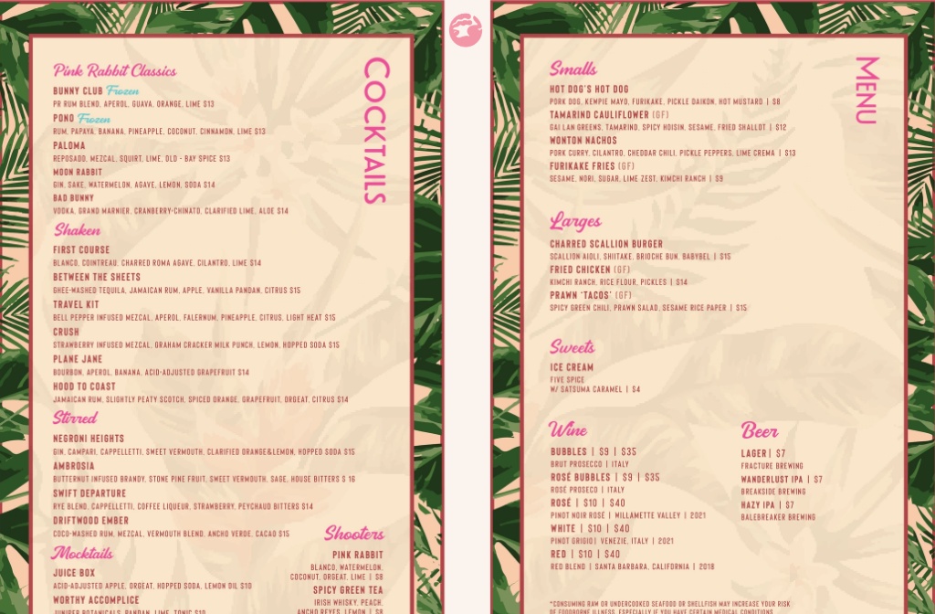 Pink Rabbit — MENU