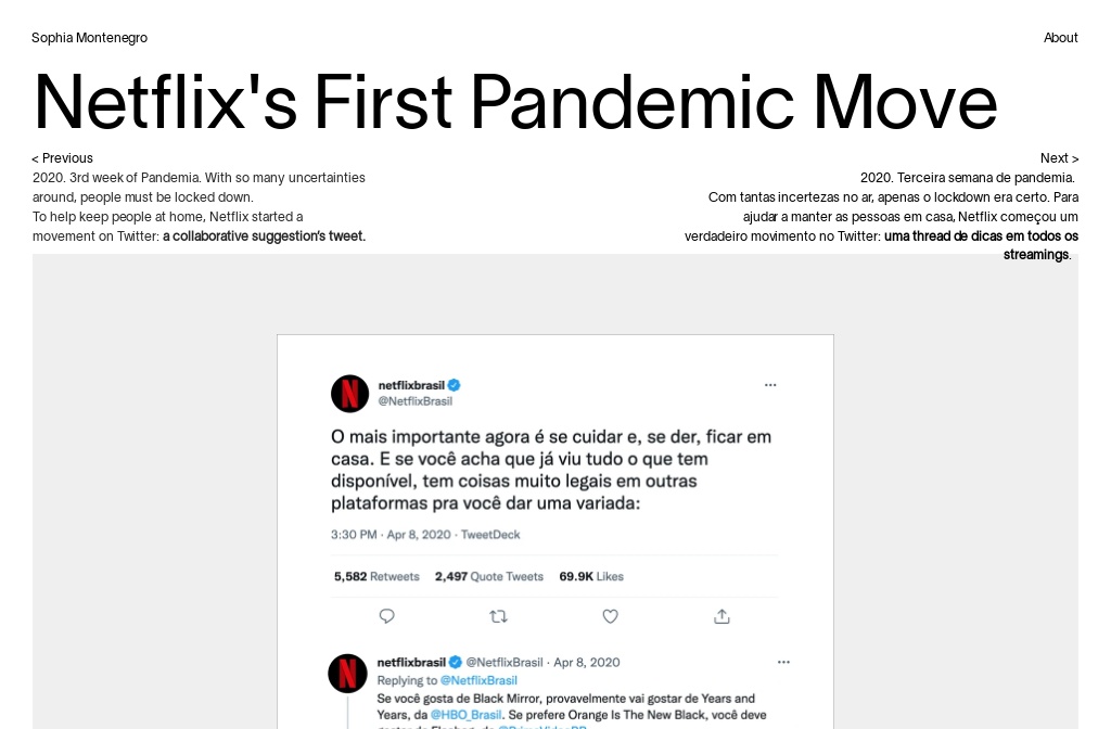 Sophia Montenegro — Netflix's First Pandemic Move