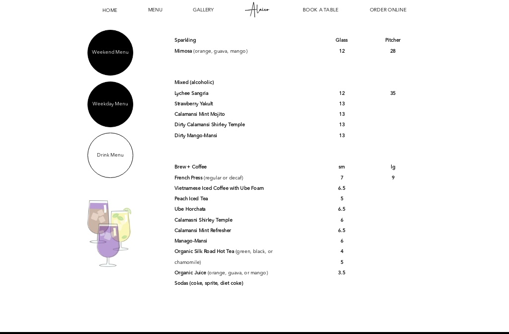 Alnico SF — Drink Menu